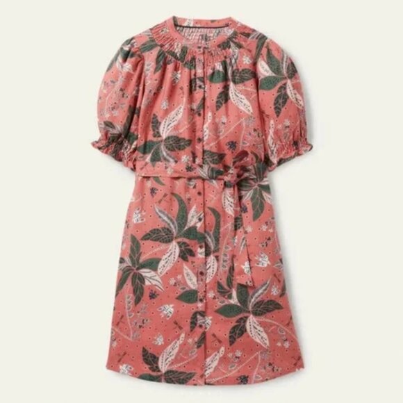 Boden Smocked Linen Shirt Dress Size 16 - Picture 2 of 10